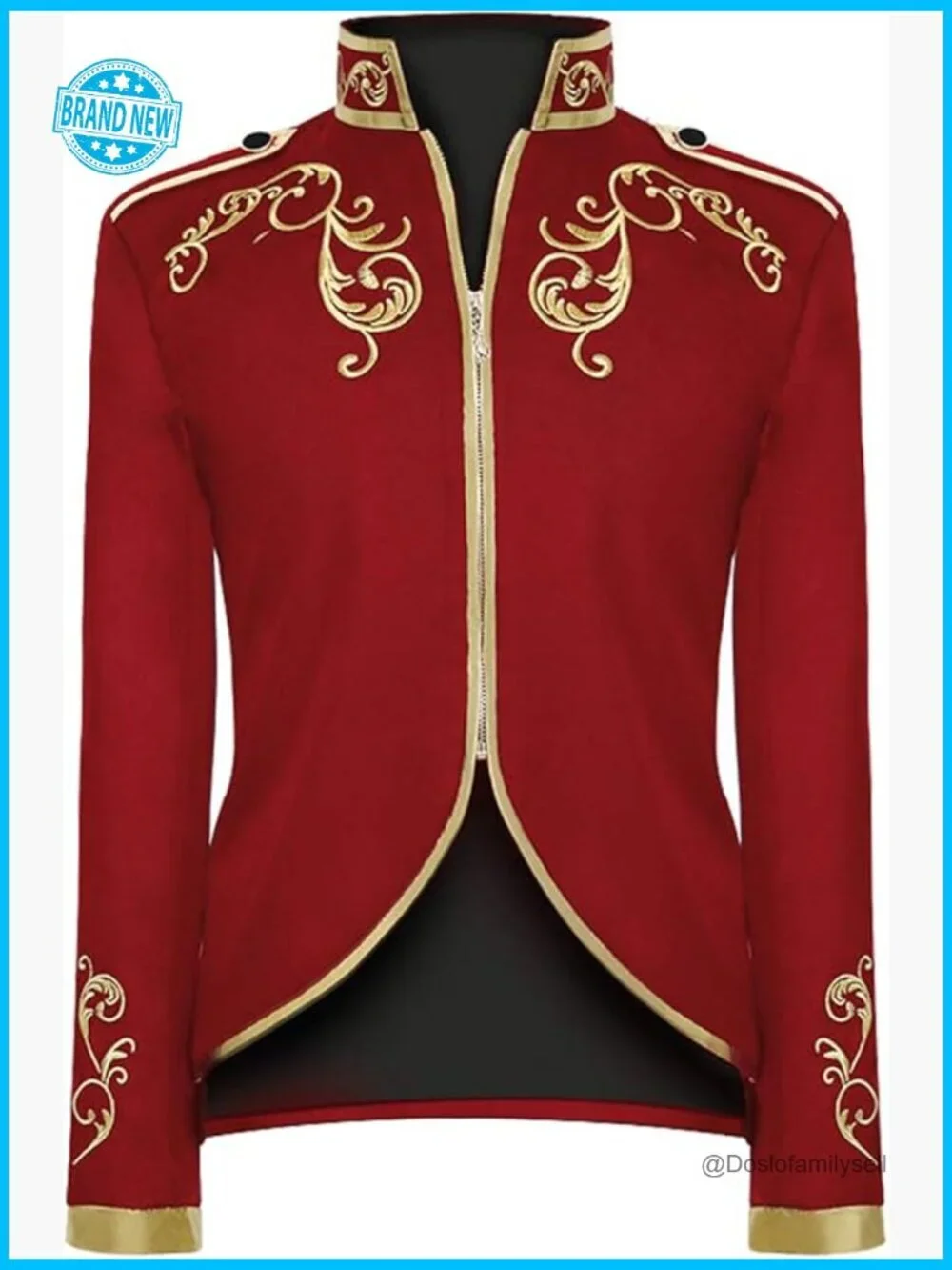 Military Blazer Punk Officer Fitted Jacket Slim Fit Embroidered Long Sleeve